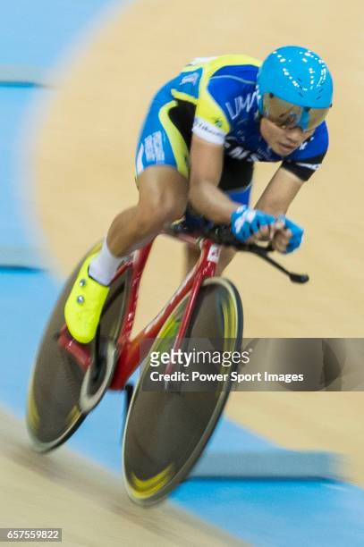 Ko Siu Wai of the IND competes in Men Elite - Individual Pursuit Qualifying during the 2017 Hong Kong Track Cycling National Championship on March...