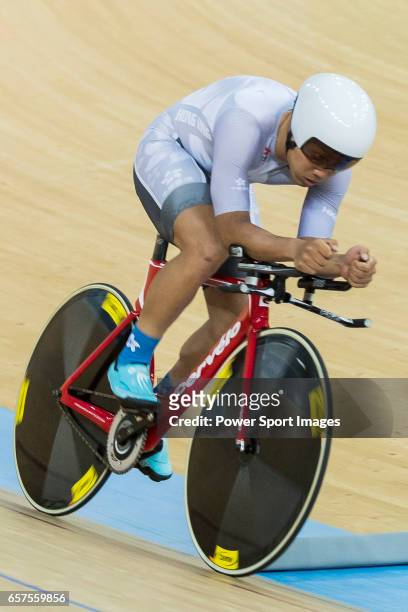 Cheung King Lok of IND competes in Men Elite - Individual Pursuit Qualifying during the 2017 Hong Kong Track Cycling National Championship on March...