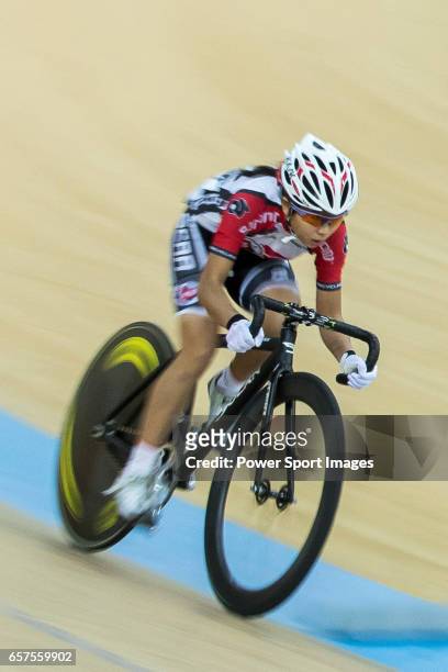 Yeung Cho Yiu of the SCAA competes in Women Junior - Sprint Qualifying during the 2017 Hong Kong Track Cycling National Championship on March 25,...