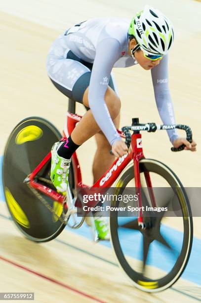 Pang Yao of the IND competes in Women Elite - Omnium II Tempo Race during the 2017 Hong Kong Track Cycling National Championship on March 25, 2017 in...