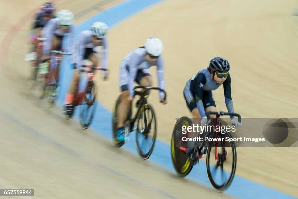 Leung Wing Yee of the Ligne 8- CSR competes in Women Elite - Omnium I Scratch 7.5KM during the 2017 Hong Kong Track Cycling National Championship on...