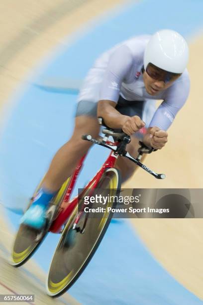 Cheung King Lok of IND competes in Men Elite - Individual Pursuit Qualifying during the 2017 Hong Kong Track Cycling National Championship on March...