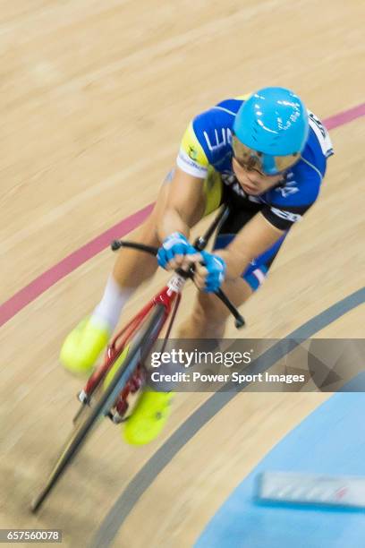 Ko Siu Wai of the IND competes in Men Elite - Individual Pursuit Final during the 2017 Hong Kong Track Cycling National Championship on March 25,...