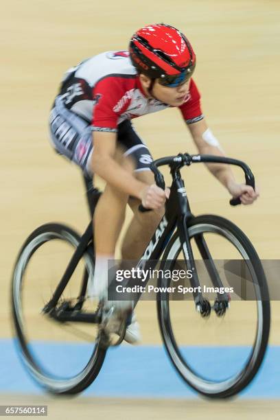 Tse Ho Yan of the SCAA competes in Men Junior - Omnium II Tempo Race during the 2017 Hong Kong Track Cycling National Championship on March 25, 2017...