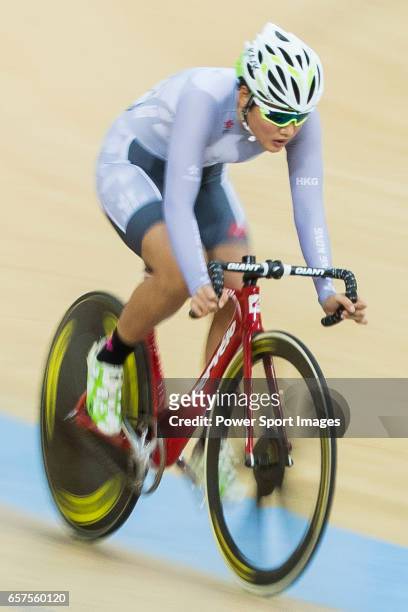 Pang Yao of the IND competes in Women Elite - Omnium II Tempo Race during the 2017 Hong Kong Track Cycling National Championship on March 25, 2017 in...