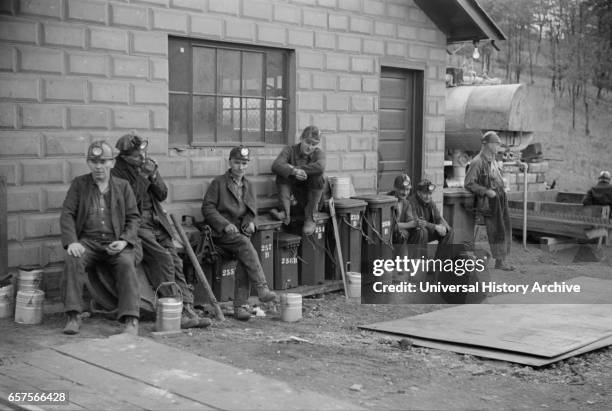 Coal Miners on Lunch Break, Maidsville, West Virginia, USA, Marion Post Wolcott for Farm Security Administration, September 1938.
