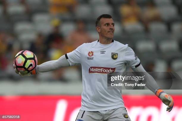 Ivan Necevski of the Mariners in action during the round 24 A-League match between Central Coast Mariners and Adelaide United at Central Coast...