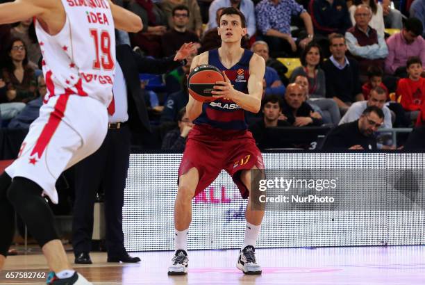 Rodions Kurucs during the match between FC Barcelona and Crvena Zvezda, corresponding to the week 28 of the Euroleague basketball, on 24 march 2017.