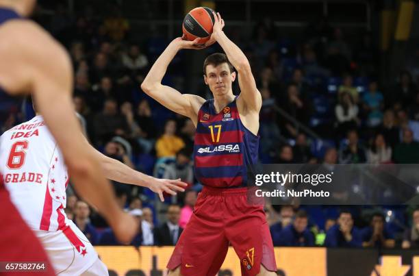 Rodions Kurucs during the match between FC Barcelona and Crvena Zvezda, corresponding to the week 28 of the Euroleague basketball, on 24 march 2017.