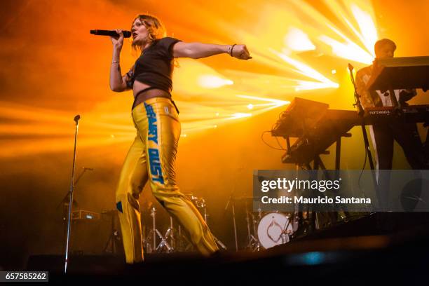 Tove Lo performs live on stage at Audio Club on March 24, 2017 in Sao Paulo, Brazil.