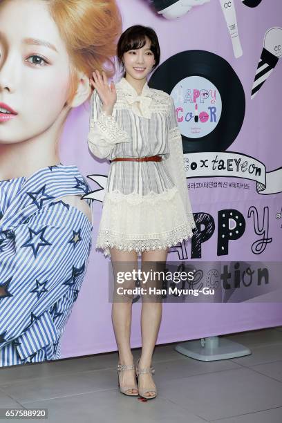 Taeyeon of South Korean girl group Girls' Generation attends the autograph session for 'Banila Co.' on March 25, 2017 in Seoul, South Korea.