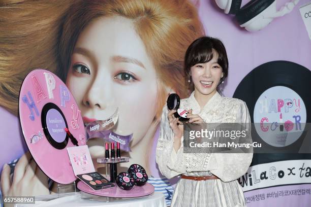 Taeyeon of South Korean girl group Girls' Generation attends the autograph session for 'Banila Co.' on March 25, 2017 in Seoul, South Korea.