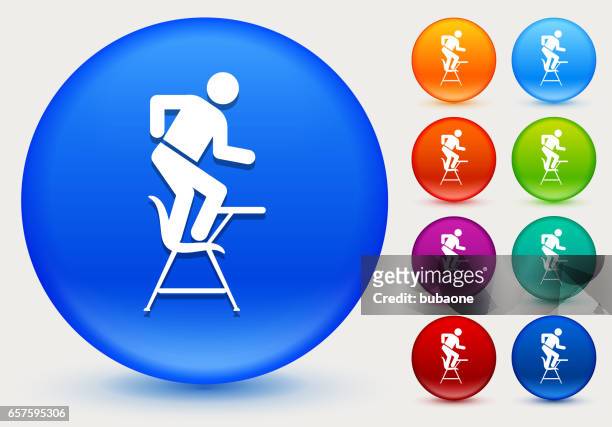misbehaving on school desk icon on shiny color circle buttons - naughty in class stock illustrations