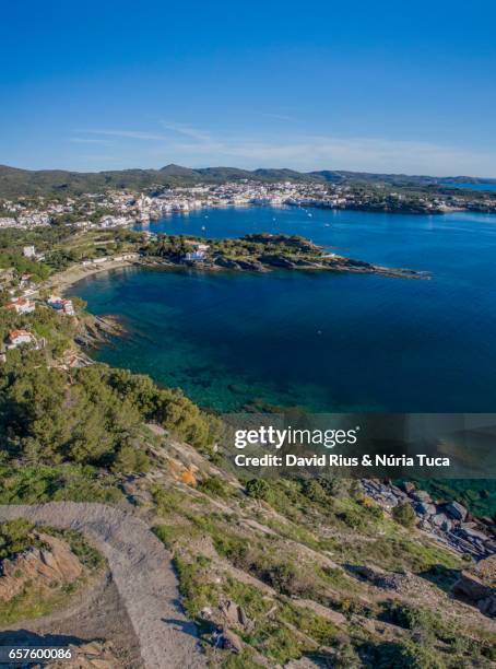 cadaqués from the air - bahía stock pictures, royalty-free photos & images