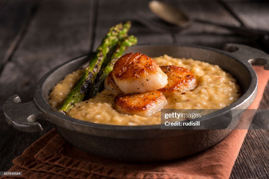 Scallops Asparagus Polenta