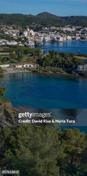 cadaqués from the air - lugar famoso local stock pictures, royalty-free photos & images