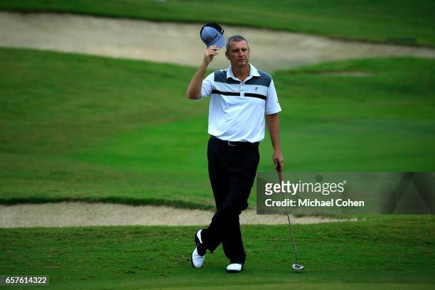 Bill Lunde looks on from the 18th fringe during the second round of the Puerto Rico Open at Coco Beach on March 25, 2017 in Rio Grande, Puerto Rico....