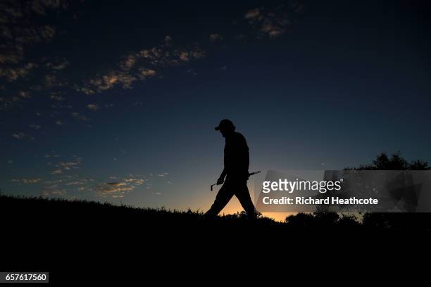 Phil Mickelson walks to the first hole of his match during round four of the World Golf Championships-Dell Technologies Match Play at the Austin...