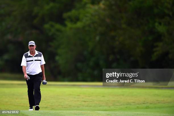 Bill Lunde walks up the 18th fairway during the second round of the Puerto Rico Open at Coco Beach on March 25, 2017 in Rio Grande, Puerto Rico. The...