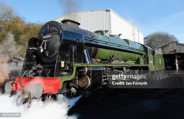 The steam locomotive Royal Scot is prepared in Grosmont engine sheds ahead of running between Grosmont and Pickering on the North Yorkshire Moors...