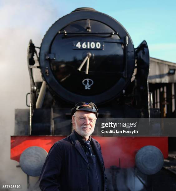 Driver Terry Newman stands in front of the steam locomotive Royal Scot in Grosmont engine sheds as he prepares to drive between Grosmont and...