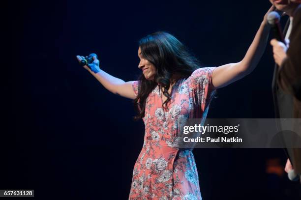 Miranda Rae Mayo speaks at the Concert for America at the Auditorium Theater in Chicago, Illinois, March 20, 2017.