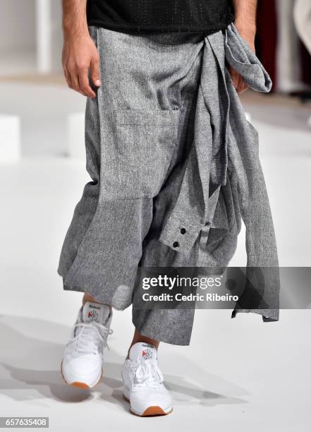 Model, detail, walks the runway during the Tair Presented by Pepsi Presentation at Fashion Forward March 2017 held at the Dubai Design District on...