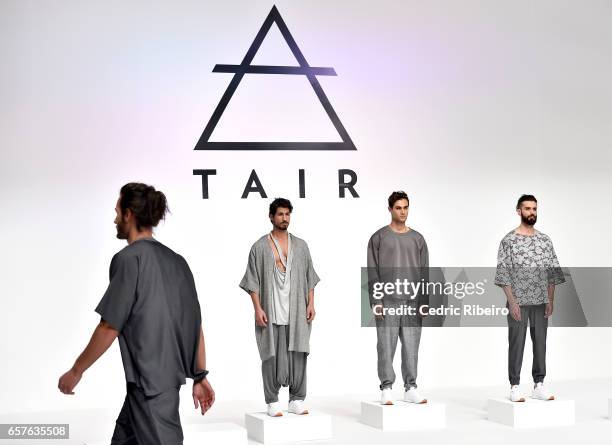 Models walk the runway during the Tair Presented by Pepsi Presentation at Fashion Forward March 2017 held at the Dubai Design District on March 25,...