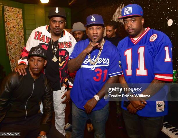 Ace, Young Jeezy and DJ Tephlon attend Jeezy In Concert at The Tabernacle on March 22, 2017 in Atlanta, Georgia.