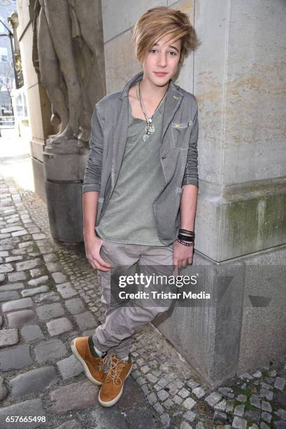 The Voice Kids' finalist Matteo Markus Bok poses during a photoshoot on March 25, 2017 in Berlin, Germany.