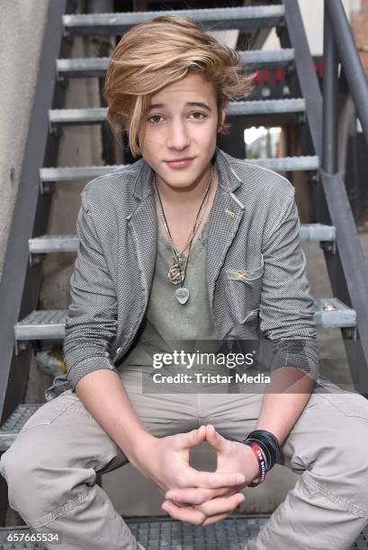 The Voice Kids' finalist Matteo Markus Bok poses during a photoshoot on March 25, 2017 in Berlin, Germany.