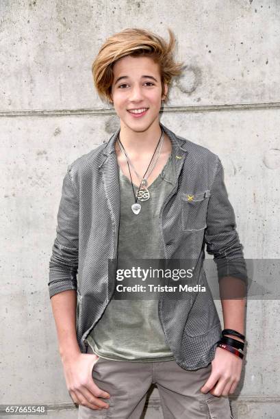 The Voice Kids' finalist Matteo Markus Bok poses during a photoshoot on March 25, 2017 in Berlin, Germany.