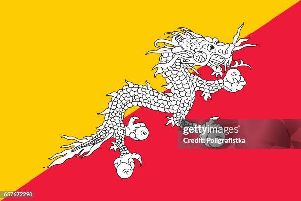 flag of bhutan - bhutan stock illustrations