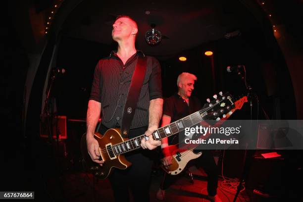 Pete Ley, Phil Ley of The Guitar Gangsters open when The Kurt Baker Combo performs at Berlin on March 24, 2017 in New York City.