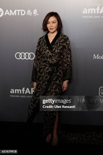 Rosamund Kwan attends the amfAR Hong Kong Gala at Shaw Studios on March 25, 2017 in Hong Kong, Hong Kong.