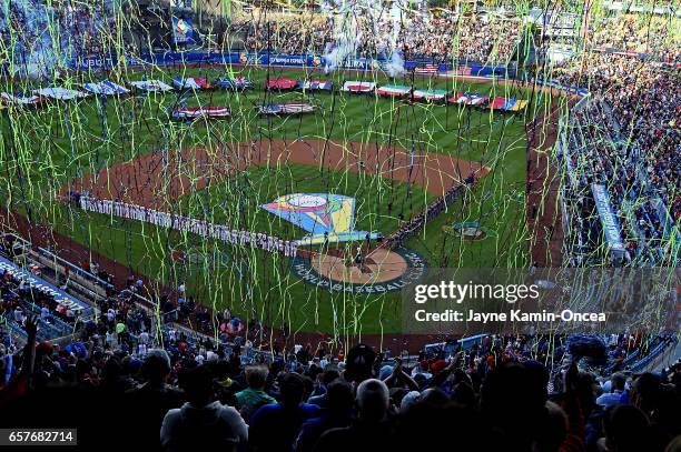 General view of Dodger Stadium for the final game of the 2017 World Baseball Classic between Puerto Rico and the United States March 22, 2017 in Los...