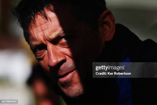 Phil Brown the Southend United manager looks on during the Sky Bet League One match between A.F.C. Wimbledon v Southend United at the Cherry Red...
