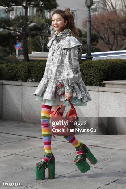 Model Kim Jin-Kyung attends the photo call for 'Marc Jacobs' at Galleria Department Store on March 24, 2017 in Seoul, South Korea.