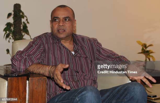 Bollywood actor and BJP MP Paresh Rawal interacting with media at UT Guest House on March 25, 2017 in Chandigarh, India.