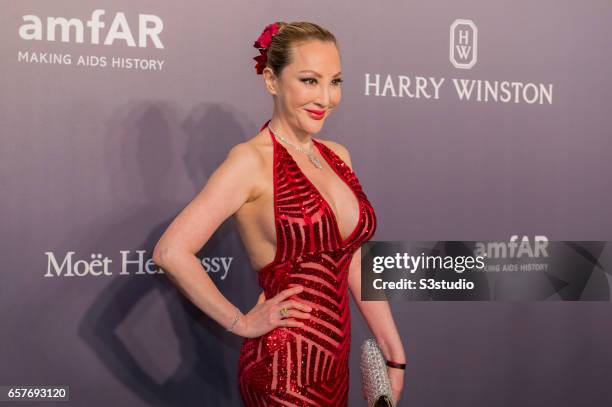 Fanny Sieh poses at the red carpet at the amfAR Hong Kong 2017 on March 25, 2017 in Hong Kong, Hong Kong.