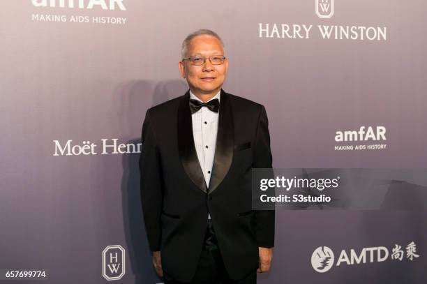 Vice Chairman of the Board of the Director of AMTD Group Marcellus Wong poses at the red carpet at the amfAR Hong Kong 2017 on March 25, 2017 in Hong...