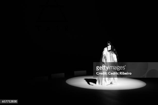 Model walks the runway during the Tair Presented by Pepsi Presentation at Fashion Forward March 2017 held at the Dubai Design District on March 25,...