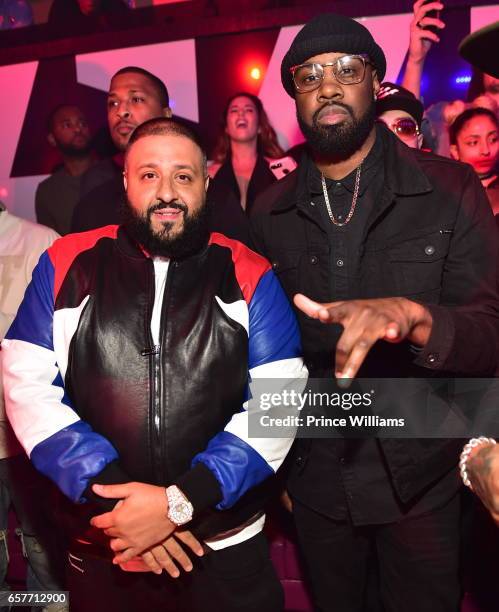 Khaled and DJ Kash attend DJ Kash Welcome To Hot 107.9 Party at Gold Room on March 25, 2017 in Atlanta, Georgia.