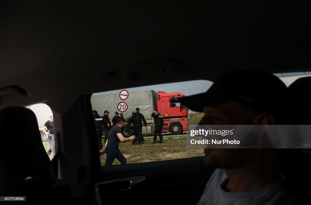 Bulgarian Nationalists protest at Bulgarian - Turkish border