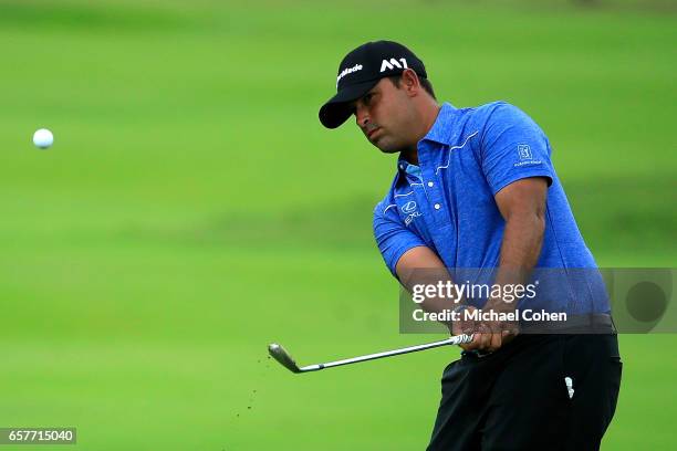 Rafael Campos of Puerto Rico plays his third shot on the fifth hole during the third round of the Puerto Rico Open at Coco Beach on March 25, 2017 in...