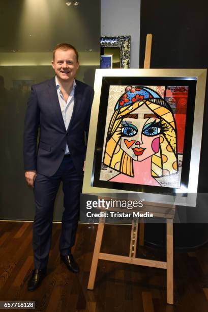 German moderator Marc Bator attends the Neo-Pop-Art exhibition of artist Romero Britto presented by Galery Mensing on March 25, 2017 in Berlin,...