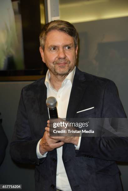 Gallery owner Harry Mensing during the Neo-Pop-Art exhibition of artist Romero Britto presented by Galery Mensing on March 25, 2017 in Berlin,...