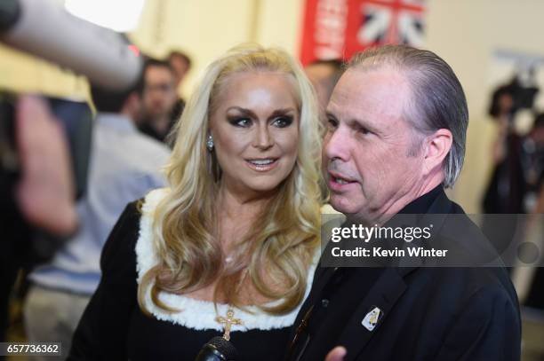 Catherine Hickland and Todd Fisher attend Debbie Reynolds and Carrie Fisher Memorial at Forest Lawn Cemetery on March 25, 2017 in Los Angeles,...