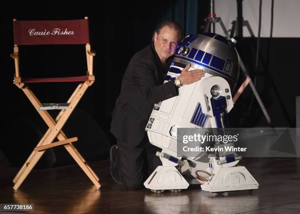 Todd Fisher speaks at Debbie Reynolds and Carrie Fisher Memorial at Forest Lawn Cemetery on March 25, 2017 in Los Angeles, California.