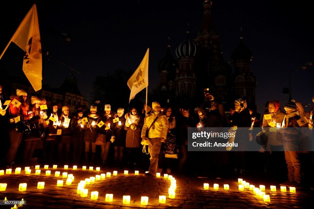 'Earth Hour' event of Red Square in Moscow